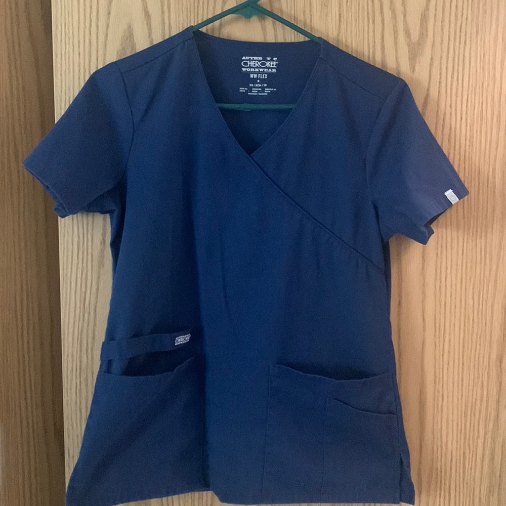 Cherokee navy blue medical scrub top